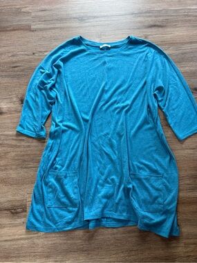 Women’s Teal Scoop Neck Tunic dress with Pockets